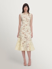 Self-Portrait Yellow Crochet Lace Midi Dress - Image 1 of 5