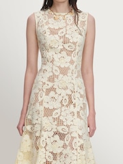 Self-Portrait Yellow Crochet Lace Midi Dress - Image 3 of 5