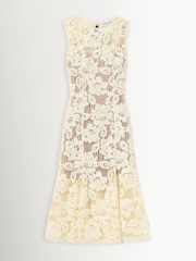 Self-Portrait Yellow Crochet Lace Midi Dress - Image 6 of 6