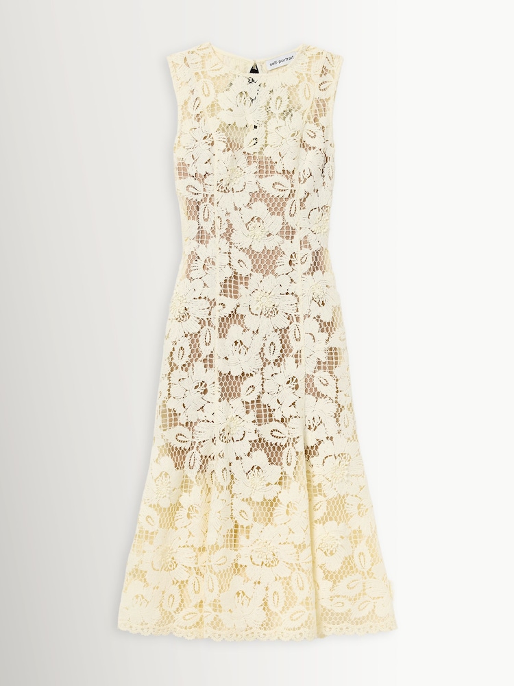 Self-Portrait Yellow Crochet Lace Midi Dress - Image 6 of 6 Self-Portrait Yellow Crochet Lace Midi Dress - Image 6 of 6