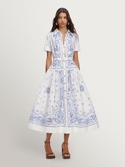 Self-Portrait Blue And Blue Embroidered Midi Dress - Image 1 of 4