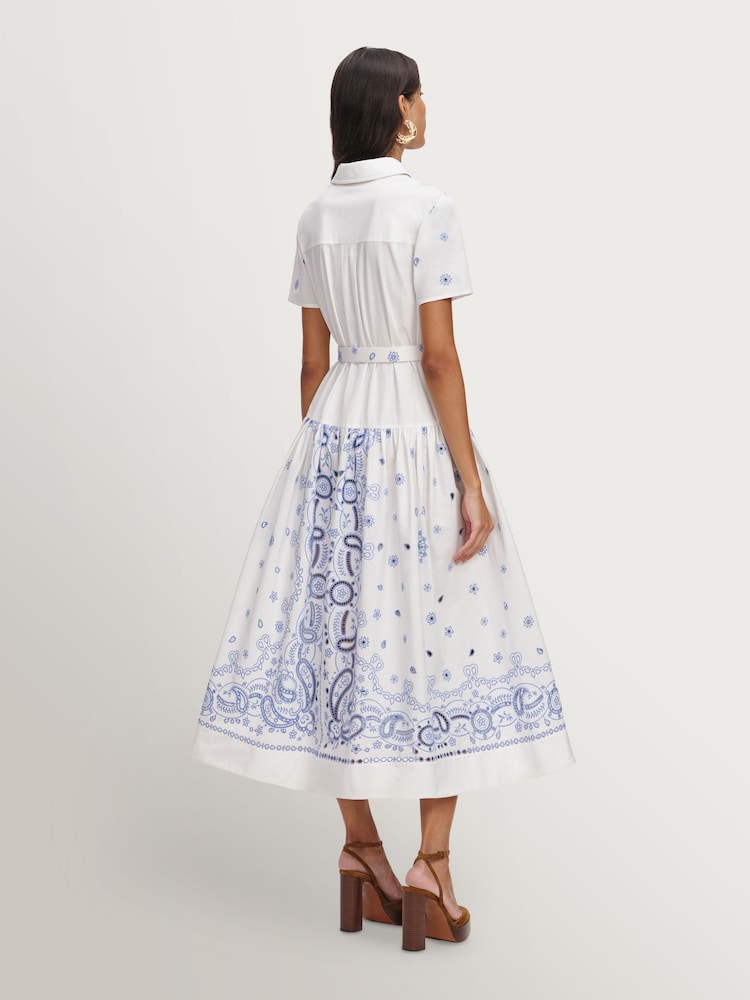 Self-Portrait Blue And Blue Embroidered Midi Dress - Image 2 of 4