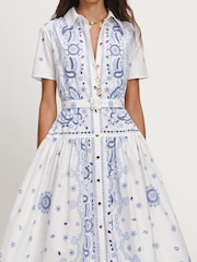 Self-Portrait Blue And Blue Embroidered Midi Dress - Image 4 of 4