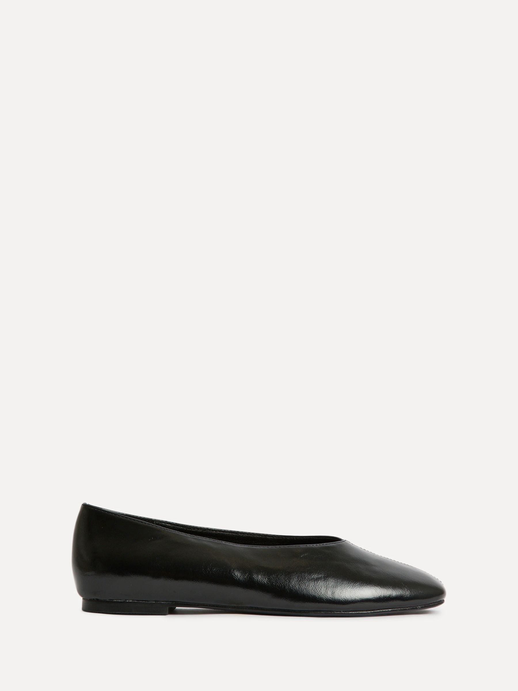 Buy Linzi Black Structure Square Toe Ballet Flats With Top