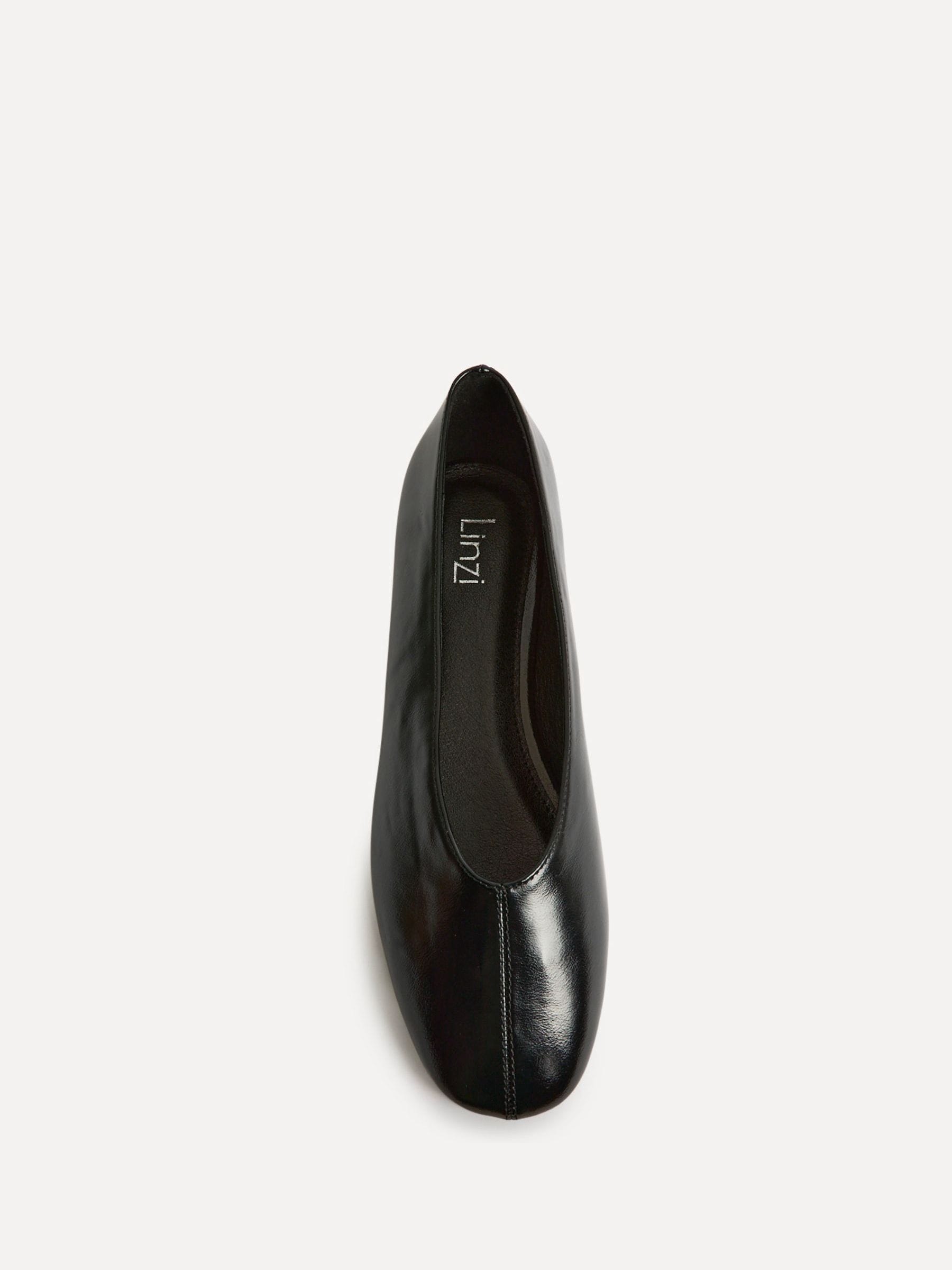 Buy Linzi Black Structure Square Toe Ballet Flats With Top