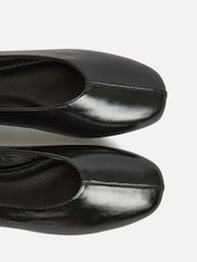 Linzi Black Structure Square Toe Ballet Flats With Top Stitching - Image 5 of 6