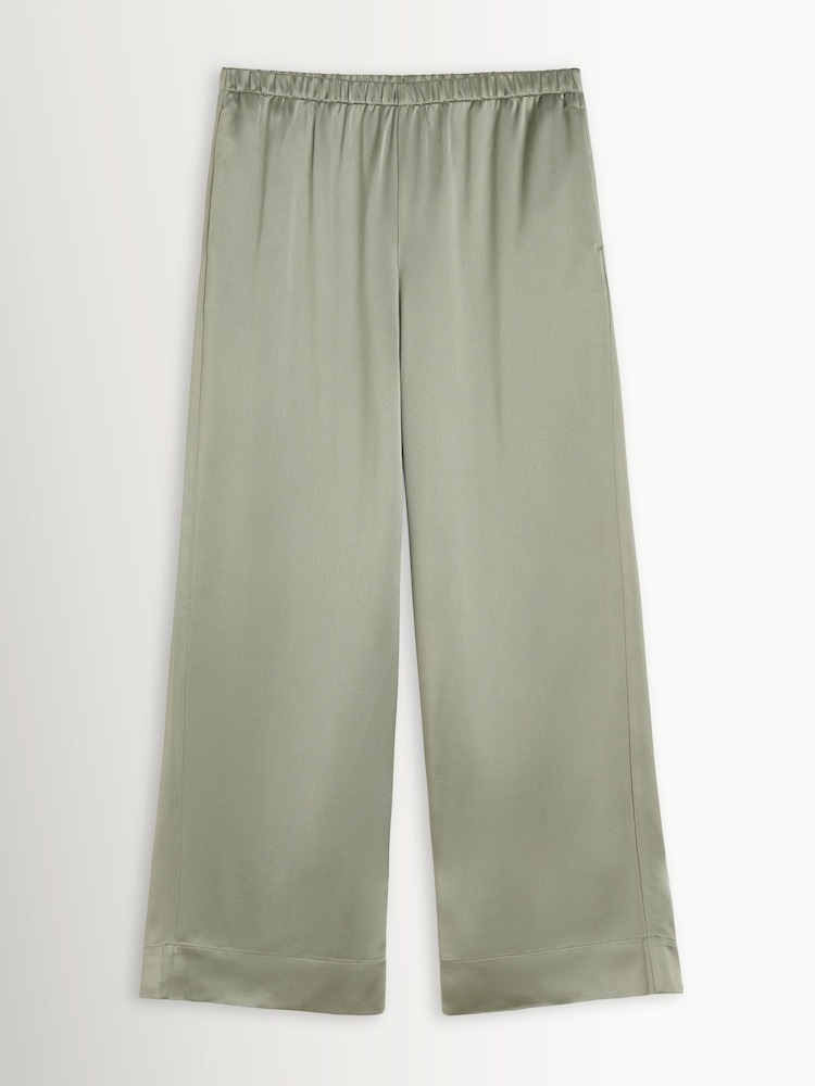 By Malene Birger Green Cabello Satin Wide Leg Trousers - Image 1 of 1 By Malene Birger Green Cabello Satin Wide Leg Trousers - Image 1 of 1
