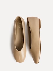 Linzi Nude Structure Square Toe Ballet Flats With Top Stitching - Image 4 of 6