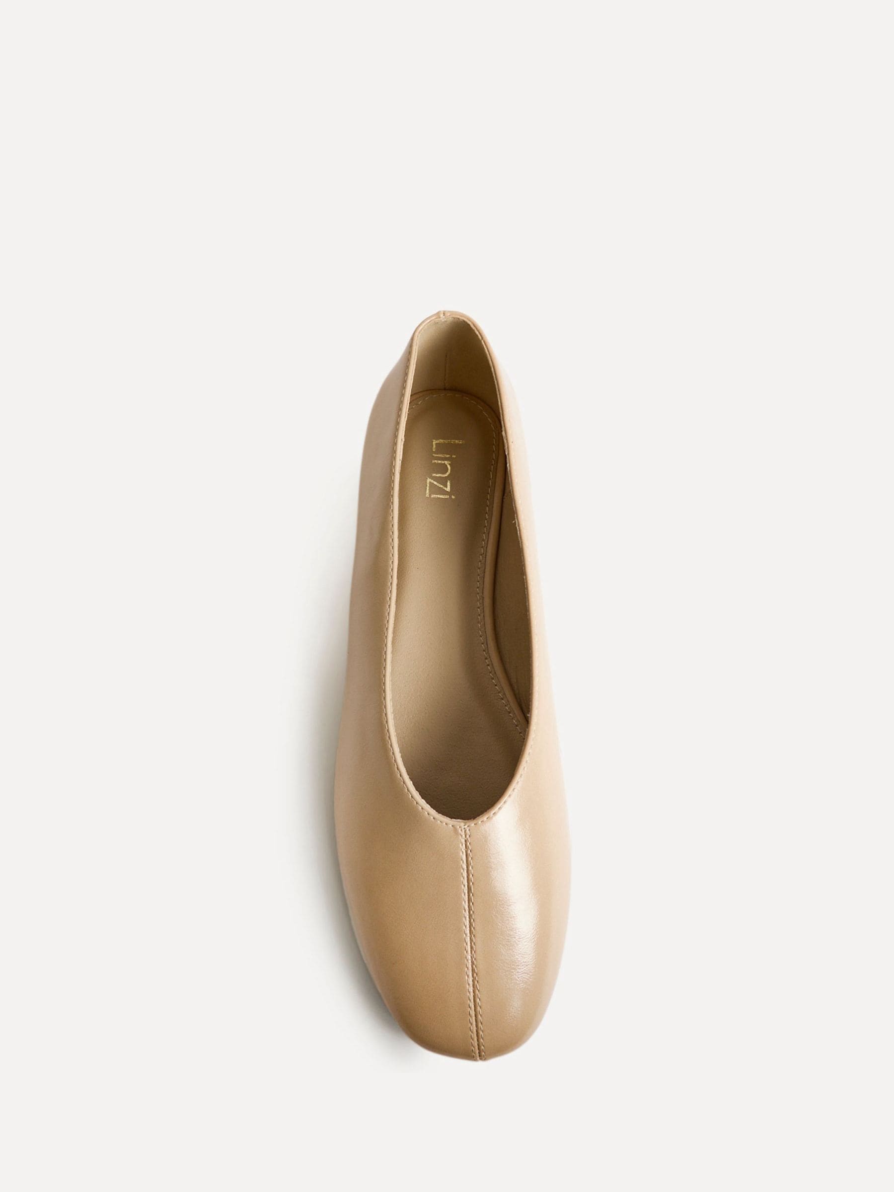 Buy Linzi Nude Structure Square Toe Ballet Flats With Top