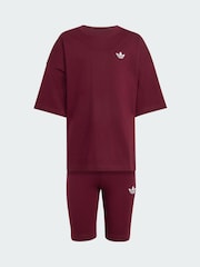 adidas Originals Burgundy Red T-Shirt and Shorts Set - Image 5 of 5