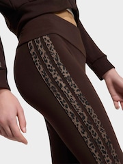 adidas Brown Animal Print 3 Stripe Leggings - Image 4 of 6