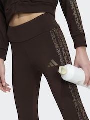 adidas Brown Animal Print 3 Stripe Leggings - Image 5 of 6
