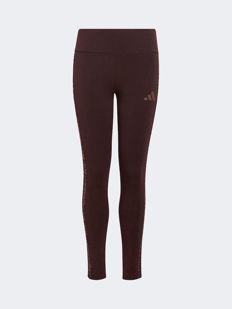 adidas Brown Animal Print 3 Stripe Leggings - Image 6 of 6