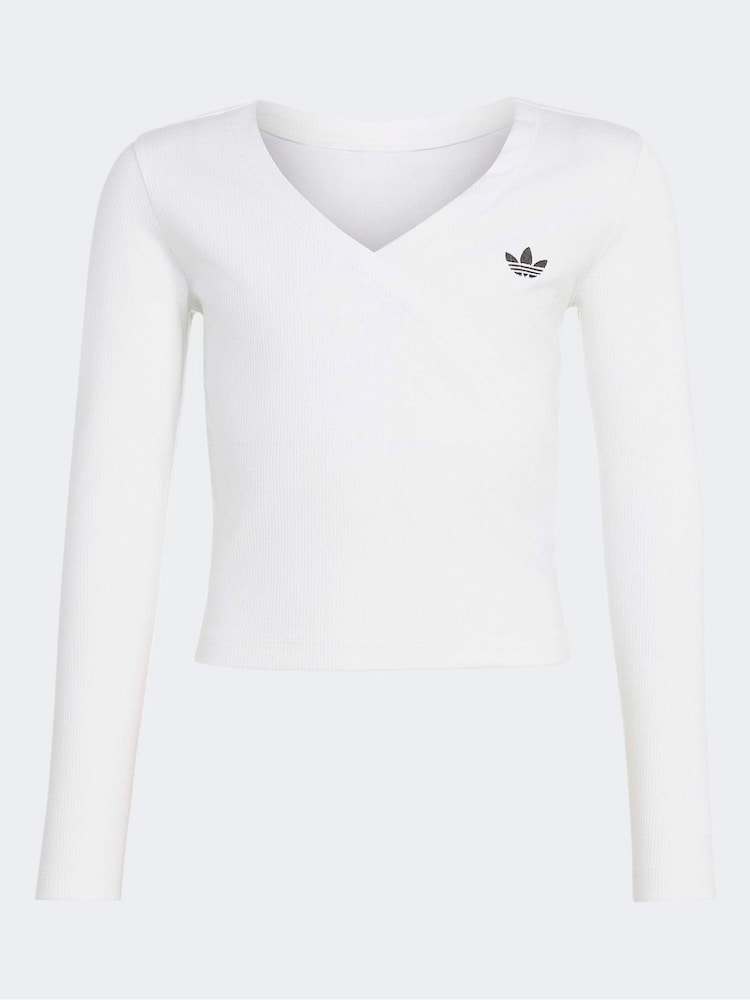 adidas Originals White Slim Long Sleeves T-Shirt - Image 6 of 6