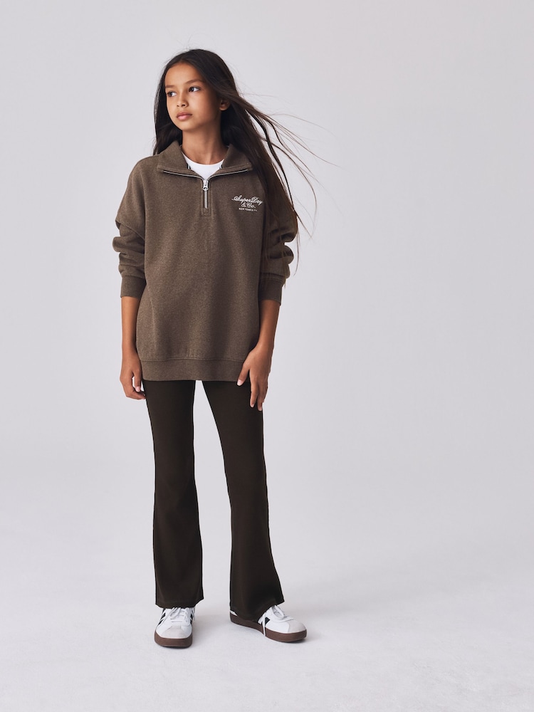 Superdry Brown Flared Leggings Sweat Top & Joggers Set - Image 1 of 13 Superdry Brown Flared Leggings Sweat Top & Joggers Set - Image 1 of 13