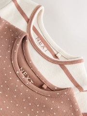 Brown Short Sleeve Ribbed Dresses 2 Pack (3mths-7yrs) - Image 6 of 6