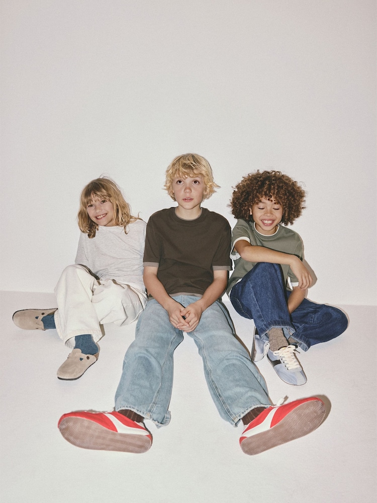 The Set 3 Pack Mock Layer Oversized Short Sleeve T-Shirt Green/Grey/White - Image 1 of 6