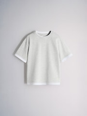 The Set 3 Pack Mock Layer Oversized Short Sleeve T-Shirt Green/Grey/White - Image 3 of 6