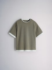 The Set 3 Pack Mock Layer Oversized Short Sleeve T-Shirt Green/Grey/White - Image 4 of 6