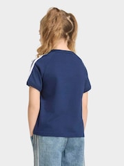 adidas Originals Blue 3 Stripe T-Shirt - Image 2 of 6