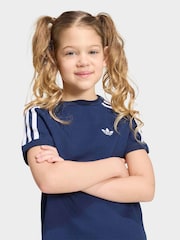 adidas Originals Blue 3 Stripe T-Shirt - Image 4 of 6