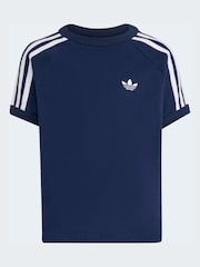 adidas Originals Blue 3 Stripe T-Shirt - Image 6 of 6