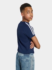 adidas Originals Navy Blue 3 Stripes T-Shirt - Image 2 of 6