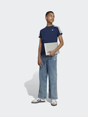 adidas Originals Navy Blue 3 Stripes T-Shirt - Image 3 of 6