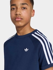 adidas Originals Navy Blue 3 Stripes T-Shirt - Image 4 of 6