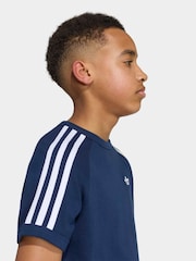 adidas Originals Navy Blue 3 Stripes T-Shirt - Image 5 of 6