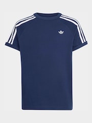 adidas Originals Navy Blue 3 Stripes T-Shirt - Image 6 of 6