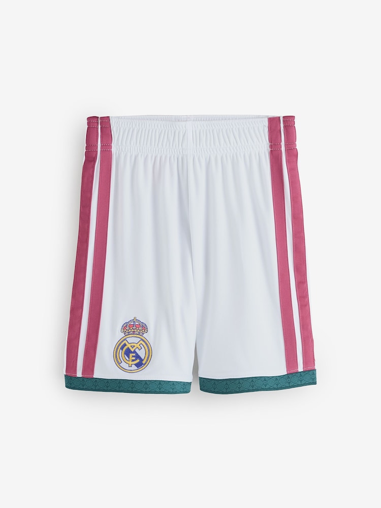 adidas White Kids Real Madrid 26/27 Home Shorts - Image 1 of 1 adidas White Kids Real Madrid 26/27 Home Shorts - Image 1 of 1