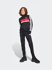 adidas Black/Red Kids Seasonal Essentials Tiberio 3-Stripes Tricot Tracksuit - Image 1 of 8