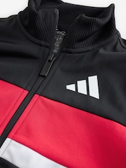 adidas Black/Red Essentials Tiberio 3-Stripes Tricot Tracksuit - Image 10 of 13