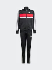 adidas Black/Red Kids Seasonal Essentials Tiberio 3-Stripes Tricot Tracksuit - Image 6 of 8