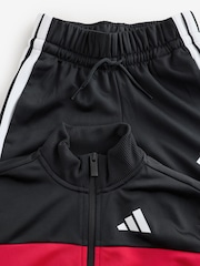 adidas Black/Red Essentials Tiberio 3-Stripes Tricot Tracksuit - Image 9 of 13