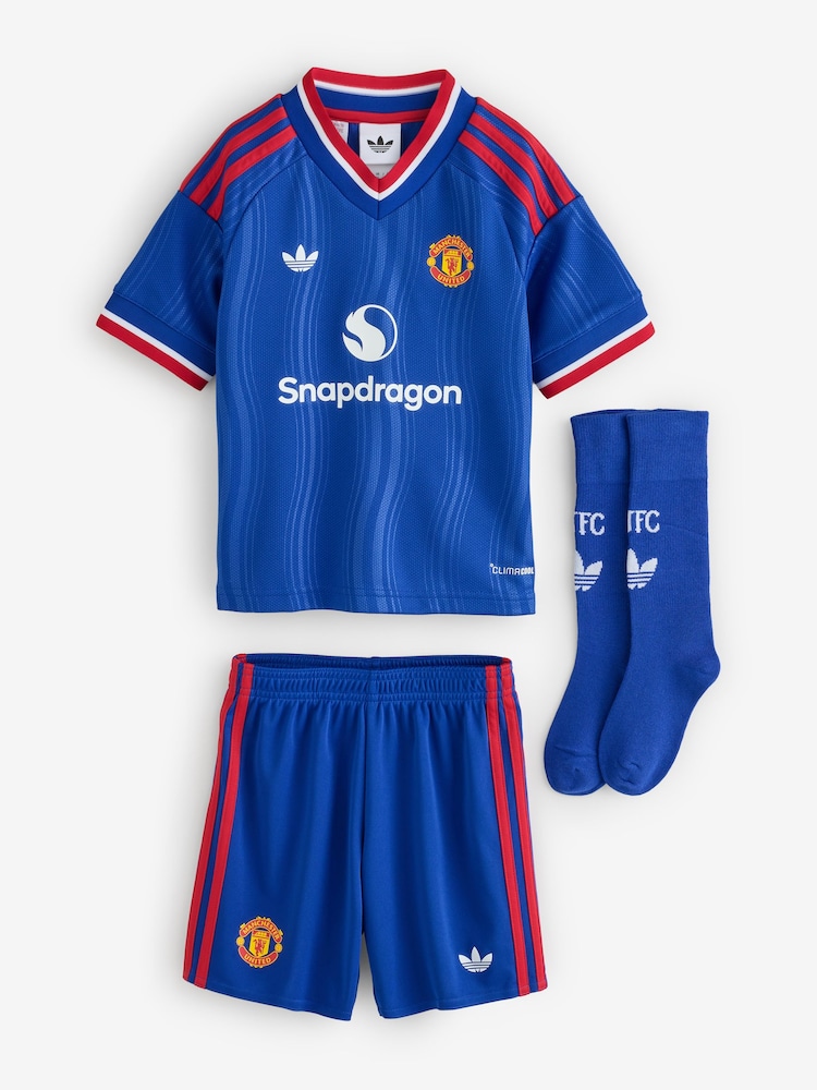 adidas originals Blue Kids Manchester United 26/27 Away T-Shirt Set - Image 6 of 6