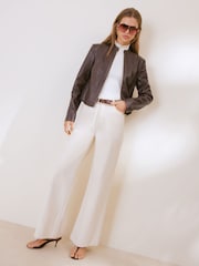 Friends Like These Fig Purple Collarless PU Jacket - Image 3 of 5