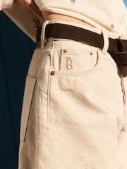 BHOEM Ecru High Rise Contrast Stitch Denim Shorts - Image 2 of 4