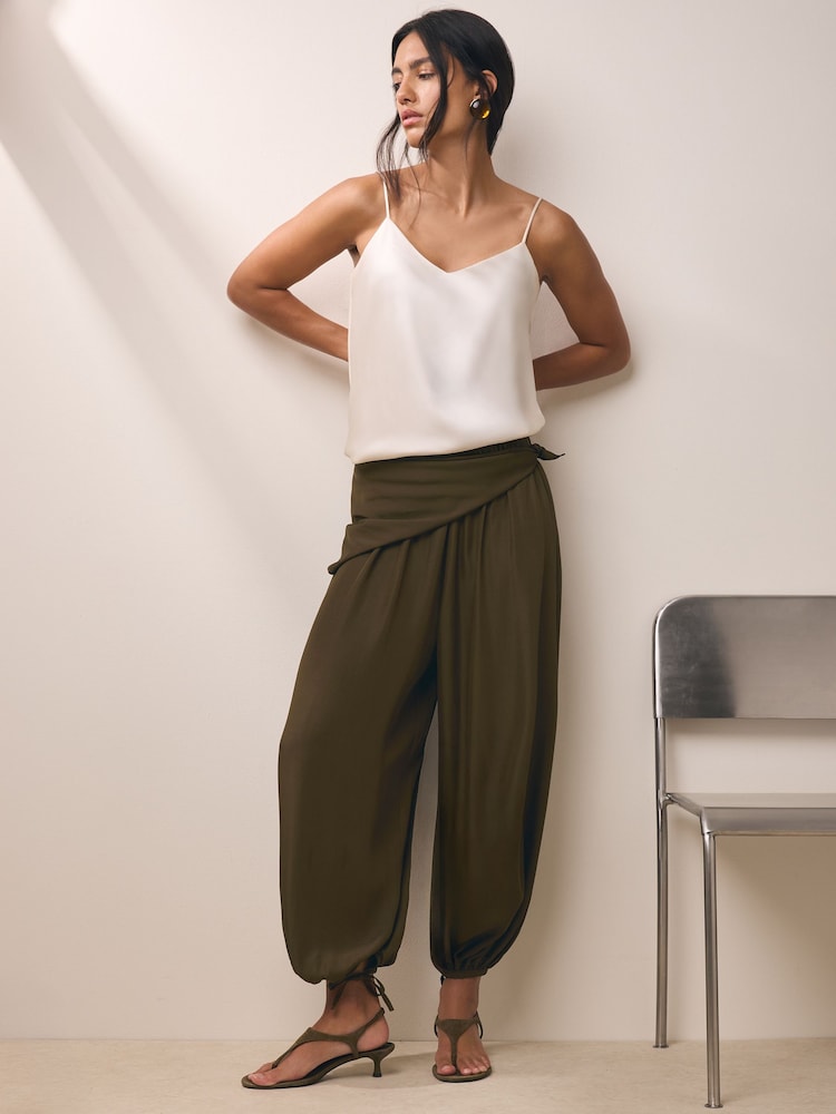 BHOEM Khaki Green  Fluid Ballon Trousers Embellished With Scarf - Image 1 of 5