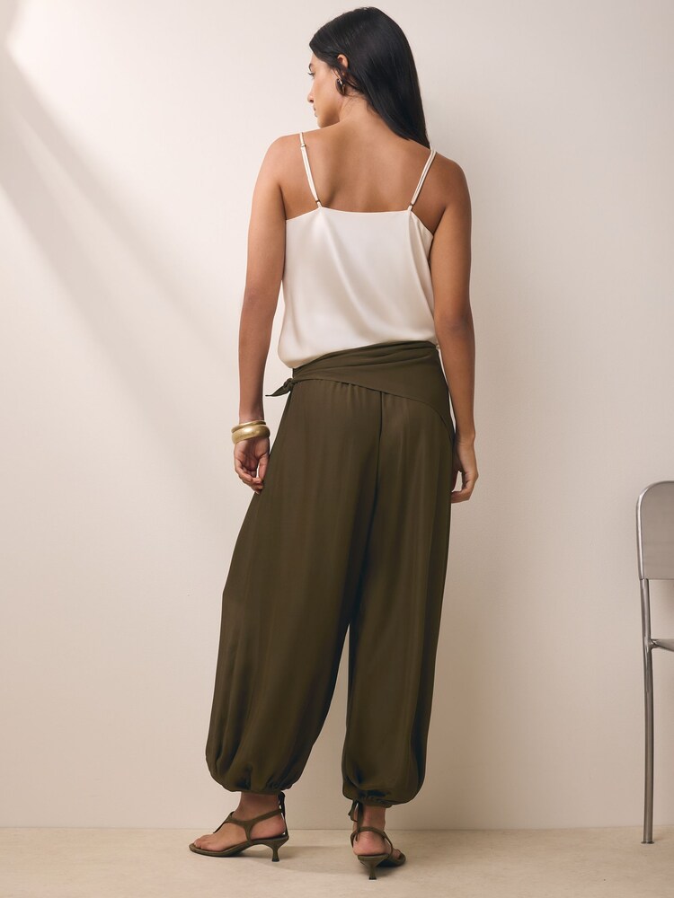 BHOEM Khaki Green  Fluid Ballon Trousers Embellished With Scarf - Image 5 of 5