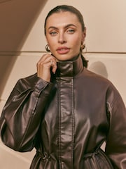 Friends Like These Olive Green Faux Leather Drawstring Jacket - Image 2 of 6