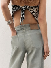 BHOEM Light Green High Rise Wide Leg Stretch Denim Culottes - Image 2 of 6