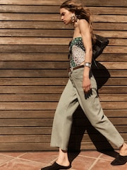 BHOEM Light Green High Rise Wide Leg Stretch Denim Culottes - Image 3 of 6