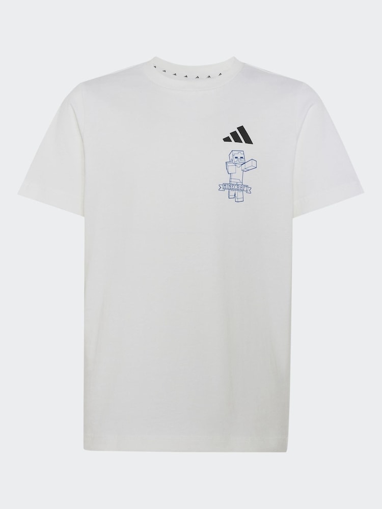 adidas White Minecraft Graphic T-Shirt - Image 2 of 5 adidas White Minecraft Graphic T-Shirt - Image 2 of 5