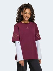 adidas Red Future Icons 2-In-1 Long Sleeve T-Shirt - Image 2 of 8