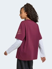 adidas Red Future Icons 2-In-1 Long Sleeve T-Shirt - Image 3 of 8
