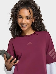 adidas Red Future Icons 2-In-1 Long Sleeve T-Shirt - Image 6 of 8