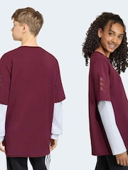 adidas Red Future Icons 2-In-1 Long Sleeve T-Shirt - Image 7 of 8