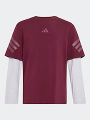 adidas Red Future Icons 2-In-1 Long Sleeve T-Shirt - Image 8 of 8